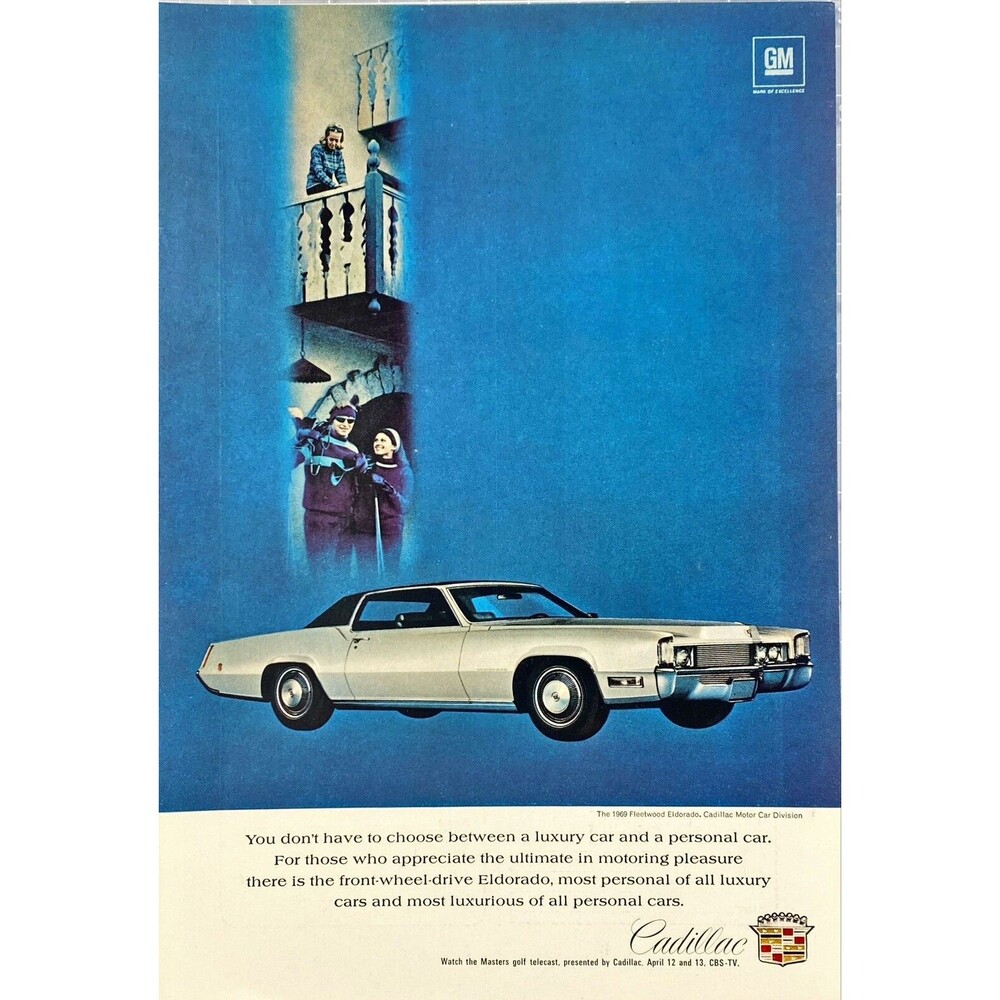 Cadillac Fleetwood Eldorado 1969 "Four Wheel Drive" Vintage Print Ad 1969